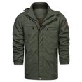 thumbnail image 3 of LSLJS Manteaux Chauds pour Hommes d'Hiver Doublés de Velours, Couleur Unie, avec Fermeture Éclair et Poches (Vert Armée, TTTTG), 3 of 8