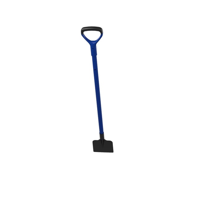 Snow Joe SJEG700 spring loaded steel ice chopper with a 7-inch by 5.5-inch carbon steel blade, 39.7-inch blue poly handle with shock absorbing spring and black D-ring grip for efficient ice and snow removal.