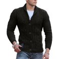thumbnail image 5 of Mens Cable Knit Cardigan Sweater Shawl Collar Loose Fit Long Sleeve Casual Cardigans, 5 of 5