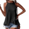 thumbnail image 2 of VEKDONE Halter Tops for Womens Summer Sleeveless Hollow Out Ruffled Tank Tops Solid Color Loose Breathable Lounge Vests Black Medium, 2 of 9