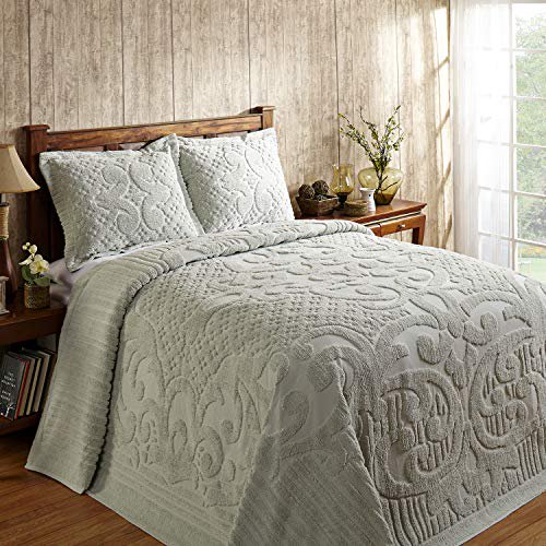 Better Trends Ashton Collection Is Super Soft And Light Weight In Medallion Design 100 Pecent Cotton Tufted Unique Luxurious Machine Washable Tumble Dry, Queen Bedspread, Sage