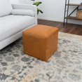 thumbnail image 2 of Ottomane Carrée en Cuir Cognac Tan au Design Moderne Mi-Siècle Lou, 2 of 4