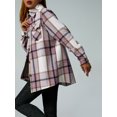 thumbnail image 4 of Women Plaid Flannel Shirt Jacket Button Down Lapel Long Sleeve Shacket Cardigan Coats Fall Spring Clothes, 4 of 6