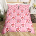 thumbnail image 2 of Erosebridal Housse de Couette Kawaii à Fleurs Simple, Housse de Couette Patchwork Florale Simple, Rose Vif, Réversible 2 Pcs (Sans Couette), 2 of 7