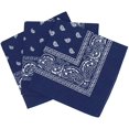 thumbnail image 1 of 3 Pieces Bandana Headscarf Neckerchief Nicki Scarf Biker Cloth Motorcycle Cloth Different Colors Paisley Pattern, Navy Blue, 1 of 4