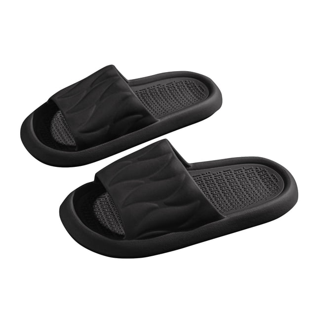 Mens and Womens Home Slippers Simplicity Solid Color Quick Drying Soft Sole Comfortable Non-Slip Indoor and Outdoor EVA Slippers Black