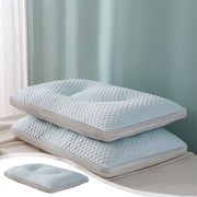 Dvkptbk Silk Pillow Cases,Cool Ice Silk Water Vertical Knitted Pillow Non-Collapse Cervical Vertebra Protection Whole Head Sleep Aid Single Household Pillow Core