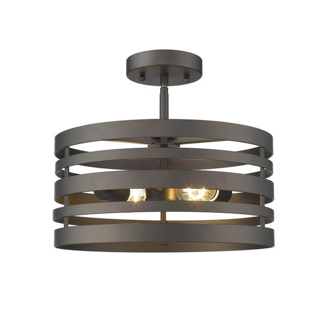 Chloe Lighting CH2H122RB13-SF2 Paisley Farmhouse 2 Light Rubbed Bronze Semi-Flush Ceiling Fixture - 13 in.