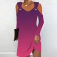 thumbnail image 2 of Robes Boho d'Automne pour Femmes Robe à Épaules Dénudées pour Femmes Automne Manches Longues Col en V Ligne A Mini Robe Soleil Robes Tunique Robe Maxi Grande Taille P-29 Rose Vif-A L, 2 of 5