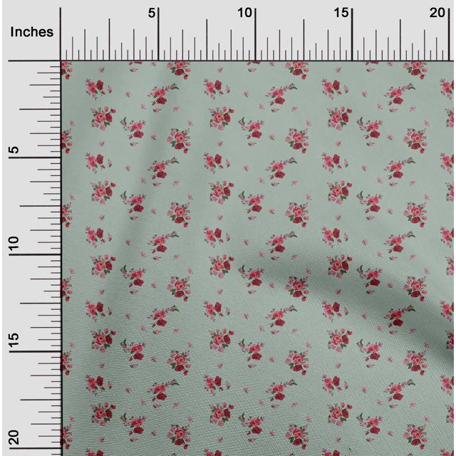oneOone Silk Tabby Fabric Leaves & Flower Floral Print Sewing Fabric BTY 42 Inch Wide