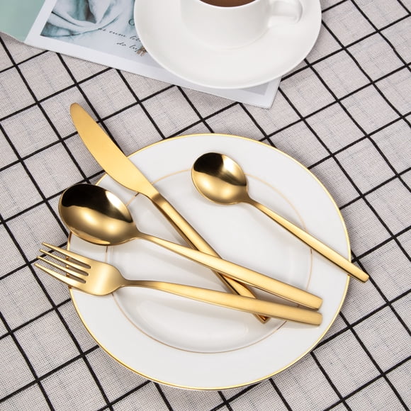 30-Piece Stainless Steel Flatware Set for 6 – Gold and Silver Finish, Mirror Polished Cutlery, Dishwasher Safe – Includes Dinner Knives, Forks, and Spoons – Tableware for Home, Restaurant, Wedding