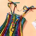 thumbnail image 3 of Filles d'Été Robe de Fleurs Enfants Fille Belle Robe Bohème Plage Robes de Coton Sans Manches Arc-en-Ciel Robe de Soleil avec Collier 2-10 Ans, 3 of 9