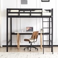 thumbnail image 3 of Ktaxon Loft Bed Full Sikce with USB Charging Station/LED, Solid Wood Bunk Bed Frame with Flat Rungs, Black, 3 of 10