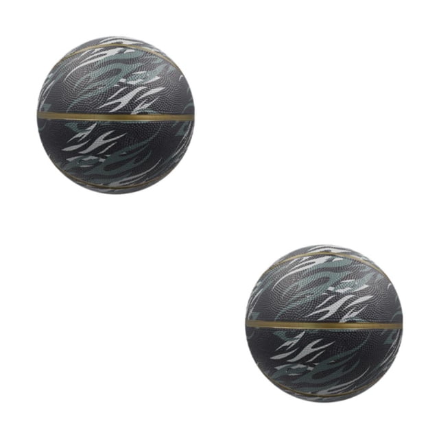 Transemion Elastic Unisex 7 Basketball Balanced Inner Pressure No Leakage PU Training Basketball Match Black- size 7 2Set
