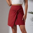thumbnail image 5 of B91xZ Jupe Ligne A Femme Basique Modeste Longueur sous le Genou Jupe Droite Extensible, Rouge m, 5 of 5
