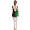 thumbnail image 2 of Yartina Children Girls Figure Skating Dance Bodysuit Color Block Ballet Leotard Dress Rhinestone Dancing Outfits Green 8, 2 of 7