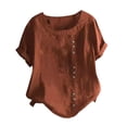 thumbnail image 1 of Timegard Cotton Linen Tops for Women Plus Size Round Neck Button Tunic Tops Casual Lightweight Blouse, 1 of 5