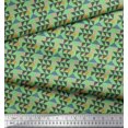 thumbnail image 2 of Soimoi Green Moss Georgette Fabric Diamond & Triangle Geometric Print Sewing Fabric Yard 42 Inch Wide, 2 of 2