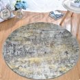 thumbnail image 1 of JV Home Round Rug Elegance Yellow Grey 4 ft Washable Carpet Anti Slip, 1 of 6