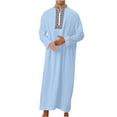 thumbnail image 1 of CEHVOM Ensemble de Robe Musulmane pour Homme Robe Arabe Mi-Longue Motif Broderie Manches Longues Col Montant Fermeture Éclair Robe Décontractée Solde, 1 of 5