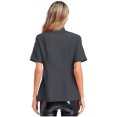 thumbnail image 4 of renvena Women's Short Sleeve Cross Collar Chef Coat Double Breasted Chef Jacket Kitchen Restaurant Work Uniform Gray XL, 4 of 7
