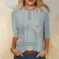 thumbnail image 2 of fartey T-Shirt Tunique à Manches 3/4 pour Femme Grande Taille, Tendance, à Imprimé Floral, Chandail à Enfiler, Hauts Décontractés à Col Rond, T-Shirts Doux et Confortables, Blouses de Plage Mode, Haut, P-4TG, 2 of 5