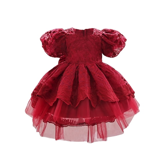 ZAXARRA Baby Girl Flower Dress Embroidered Fluffy Sleeves Tulle Short Dress Wedding Party Celebration Dress Ball Birthday Party Dress