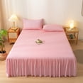 thumbnail image 1 of TACILIP Bedding, Solid Color Bed Skirt Concise Washed Cottons Edge Bedspread Skirt Bed Hats Bed Sheet Dirtproof Nonslip Protective Cover Cover, Gifts for Mom, 1 of 6