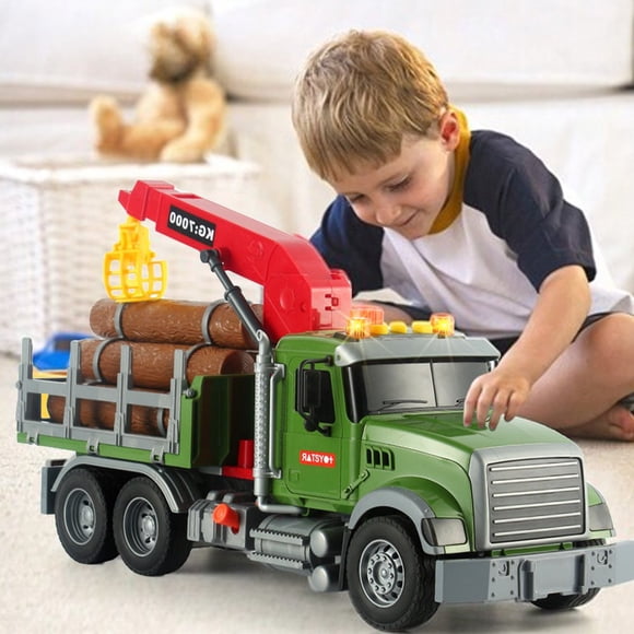 KEINXS Big Tow Truck Toys with Crane for Boys Age 3-7 Logging Truck with Music and Lights for Kids Age 8-12 for Kids with a Passion for Farm Toys