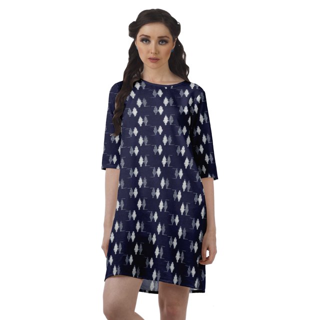 Moomaya Robe T-Shirt Courte Droite en Georgette Mousse pour Femmes Vêtements Grande Taille
