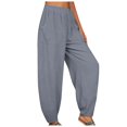 thumbnail image 2 of Generic Women's Casual Elastic Waist Solid Pockets Loose Pants, Black, L, 2 of 3