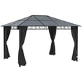 thumbnail image 1 of Outsunny Pavillon à Toit Rigide 13 Pieds x 10 Pieds, Auvent de Gazebo, Pavillon de Patio Extérieur, Gris Foncé, 1 of 10