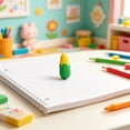 thumbnail image 1 of Rubber Eraser Soft PVC Sliding Pencil Eraser, Cute Color Assortment in Yellow, Green, Orange, Purple, 4 x 2 cm, Lightweight for School, Office, Home Use, 1 of 6