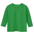 thumbnail image 4 of Bwiyojiz Tailles Mode 110-160 T-Shirts/chemises pour Enfants à Couleur Unie à Manches 3/4 à Col Rond, Vert, 4 of 5
