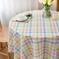 thumbnail image 4 of Nappe de Printemps à Carreaux Vichy Verts de Pâques Ronde 60 Pouces - Rose Vert Bleu Blanc Pastel à Carreaux Plaid Nappe 60 Pouces Nappe en Polyester Housse de Table Réutilisable Résistante à l'Eau pour Décor de la Saint-Valentin Printanière, 4 of 6