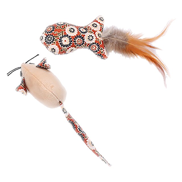 2PCS Cat Toy Mouse Fish Shape Creative Bite Resistant Catnip Toy Cat Bite Toy