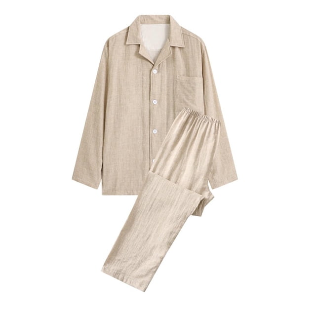LSLJS Pyjama de Nuit Décontracté pour Hommes, Haut à Manches Longues et Pantalon, Col Rabattu, Ensembles de Pyjama, Vêtements de Nuit pour Hommes, Cadeaux pour Hommes