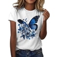 thumbnail image 1 of Hauts d'Été pour Femmes T-Shirt Imprimé à Col Rond Manches Courtes Sport Décontracté T-Shirts pour Femmes Blanc L, 1 of 4