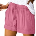 thumbnail image 1 of Fsgntruao Womens Plus Size Comfy Drawstring Casual Elastic Waist Pocket Loose Shorts Pants, 1 of 7