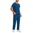 thumbnail image 4 of TIMIFIS Men and Women Scrub Set Stretch V-Neck Scrub Top and Drawstring Waist Joggers Pants Solid Color Comfort Fits Medicals Uniform with Pockets - Spring/Summer, 4 of 7
