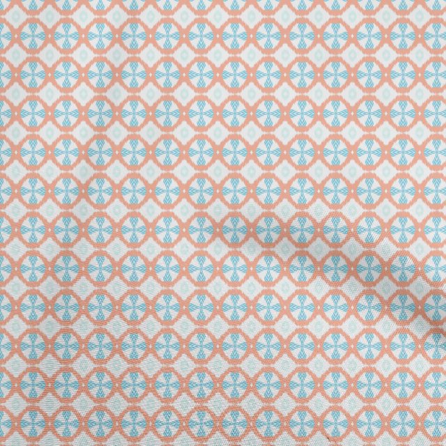oneOone Rayon Peach Fabric Asian Ikat Sewing Craft Projects Fabric Prints By Yard 56 Inch Wide