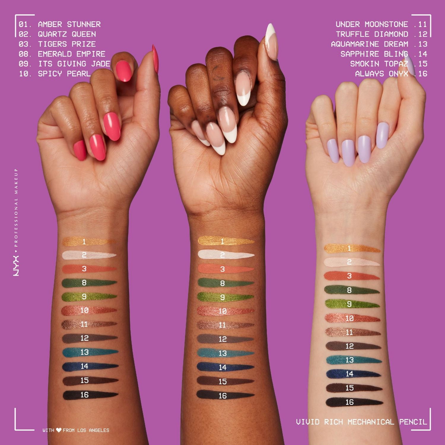 NYX PROFESSIONAL MAKEUP, Liner rétractable Vivid Rich, Crayon pour les yeux, Nuances riches, Formule végane