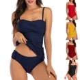 thumbnail image 1 of UPPADA Womens Two Piece Tankini Set Solid Spaghetti Straps Swimsuits with Brief Tummy Control Modest Bathing Suits Full Coverage 2 Piece Beachwear Plus Size Womens Suits Black,2xl, 1 of 6