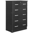 thumbnail image 1 of Commode en Bois à 5 Tiroirs Cindy avec Serrure&44; Noir, 1 of 1