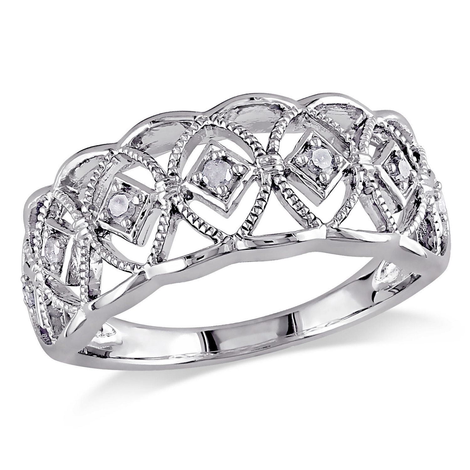 Bague Miabella avec diamants 1/10 CT poids total en argent sterling