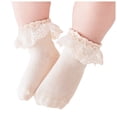 thumbnail image 1 of dmqupv Girls Dressy Textured Short Socks Baby Socks Spring And Fall Cotton Baby Socks Lace Elastic Not To Strangle Boneless Girls Lace Mid Calf Socks Coffee,Size for 3-5 Years, 1 of 8