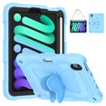 thumbnail image 1 of Étui pour iPad Mini 7 A17 Pro 2024/Mini 6 2021 8,3 Pouces 7e/6e Gén. avec Support Papillon, Étui de Protection Robuste et Résistante avec Porte-Crayon et Bandoulière pour Enfants Filles, Bleu, 1 of 7