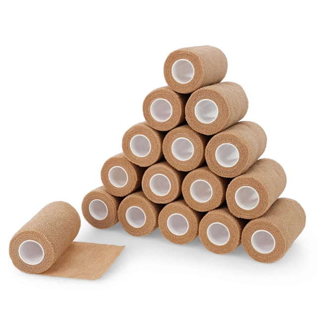 Self Adhesive Elastic Bandage Wrap 16 Pack Beige in - 4in First Aid Compression Bandage