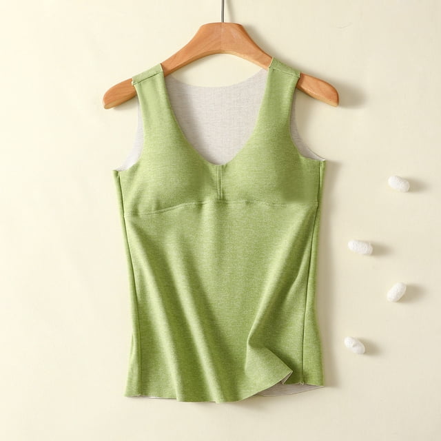 Gspmoly Womens Tops, Women'S Spring and Winter Silk Rong V-Neck Warm Tank Top with Removable Chest Cushion Bottom Tank Top Slim and Slim Women'S Top Womens Shirts up to 60% Off