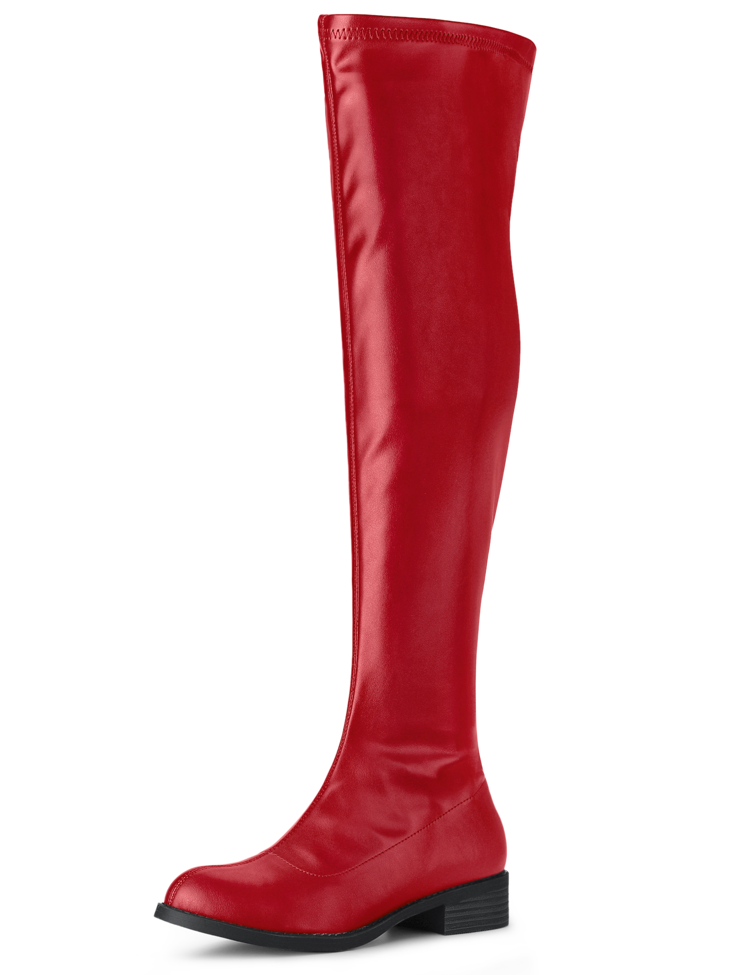 Bottes Cuissardes Rouges à Talon Bloc pour Femmes Unique Bargains (Taille 7)